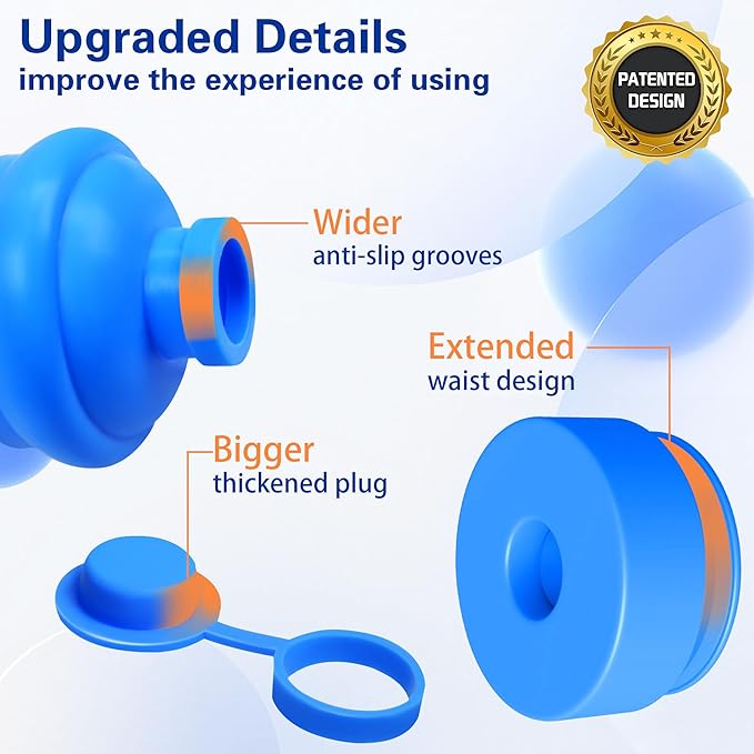 3 and 5 Gallon Water Jug Cap, Silicone Reusable Replacement Cap, Non Spill Bottle Caps for 55mm Bottle Water Dispenser Caps - Pack of 5