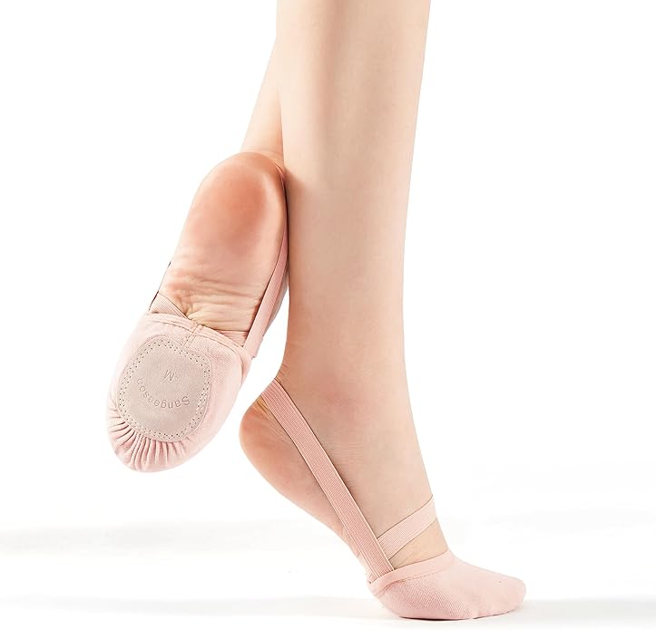 SANGEESON Half Sole Dance Shoes - Stretchy Canvas Pirouette Shoes for Ballet, Lyrical, Modern, Jazz Dance, and Contemporary