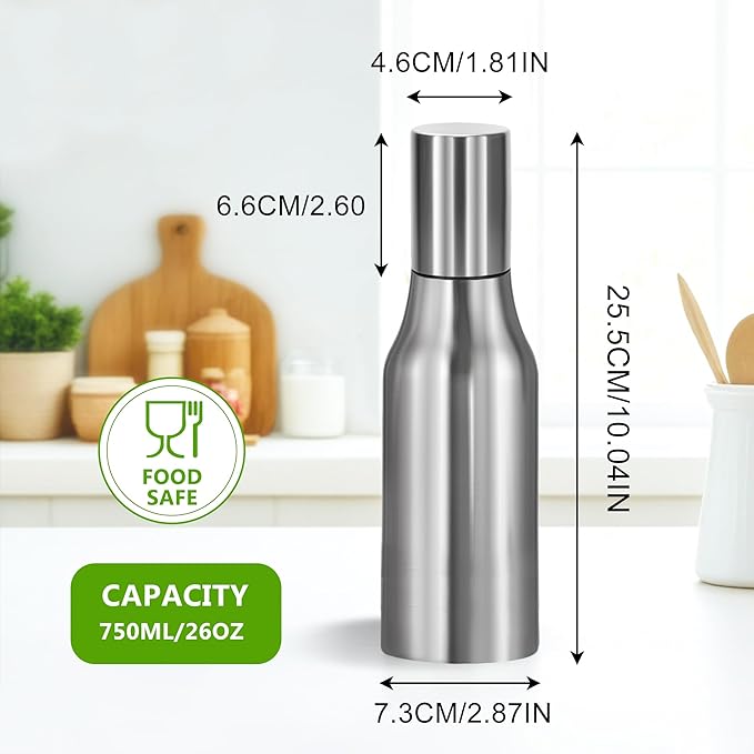 Stainless Steel Oil Dispenser Bottle - 750ML Leak-Proof Oil Container for Kitchen, Olive Oil & Cooking Liquids-26OZ