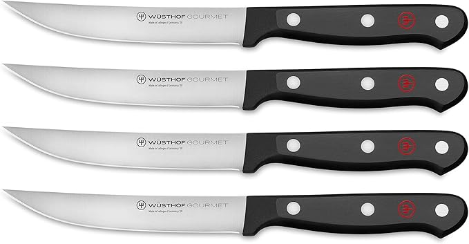 WÜSTHOF Gourmet 4-Piece Steak Knife Set, Black