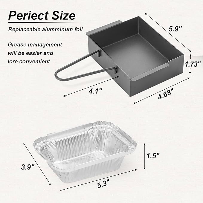 Grill Drip Pan for Nexgrill 720-0830H with 15Pack Aluminum Foil Liner,Grease Catcher Cup Box for Home Depot Nexgrill 720-0830D,720-0888N,720-0925P,720-0896,720-08882A,Grease Pan for Cuisinart CGG-7400