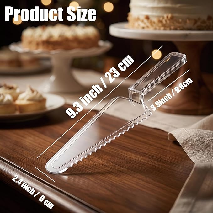 12 Pcs Disposable Plastic Cake Cutter Cake Pie Server Cutter Slicer Pizza Pastry Slicer for Kitchen Wedding Buffet