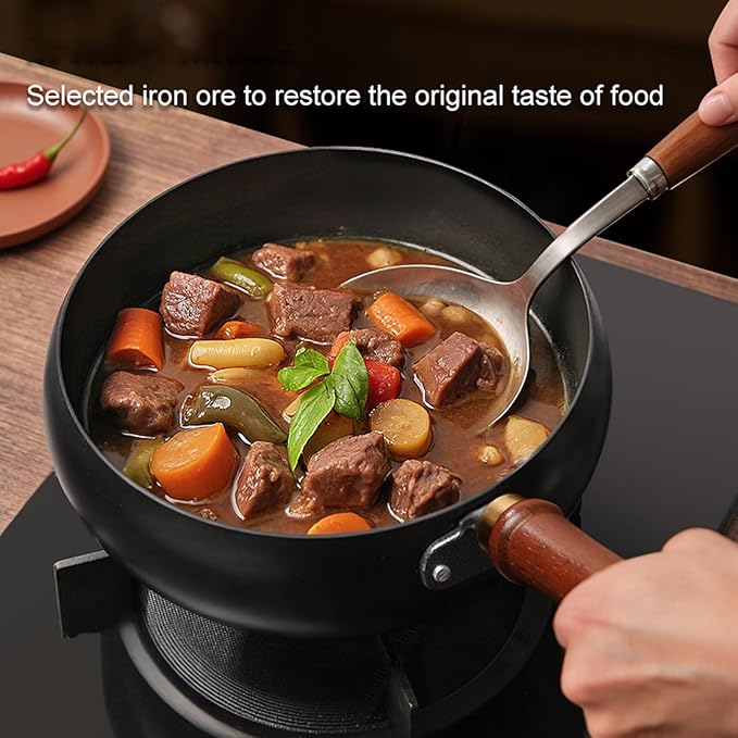 Carbon Steel Wok Pan, 9.5" Woks & Stir-Fry Pans with Glass Lid Cookwares, Nonstick Wok Flat Bottom Small Handmade Chinese Wok For for All Stoves