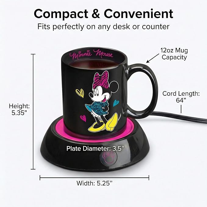 Disney DMG-18 Minnie Mouse Mug Warmer, Black/Pink