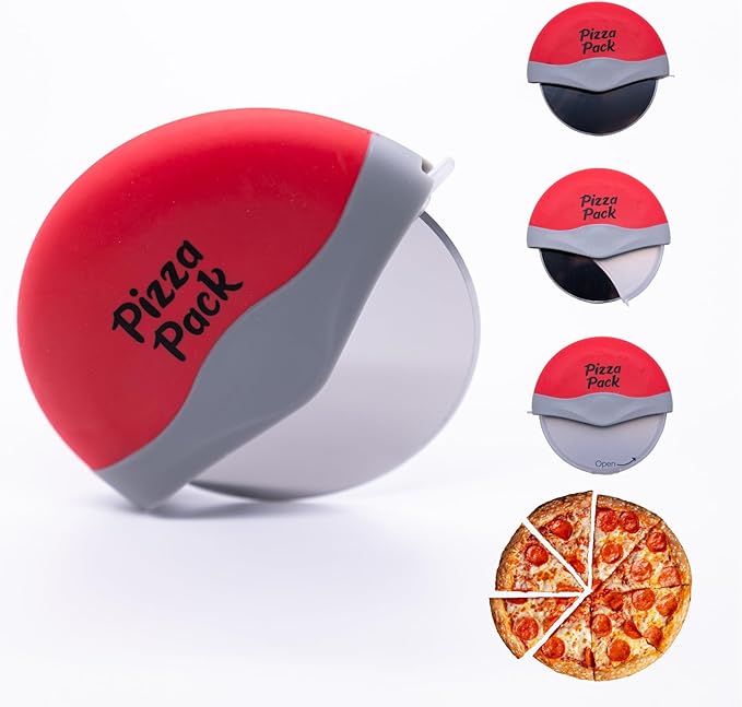 Pizza Pack® Precision Cutter - Ergonomic, Stainless Steel, Safety Blade Guard, Dishwasher Safe