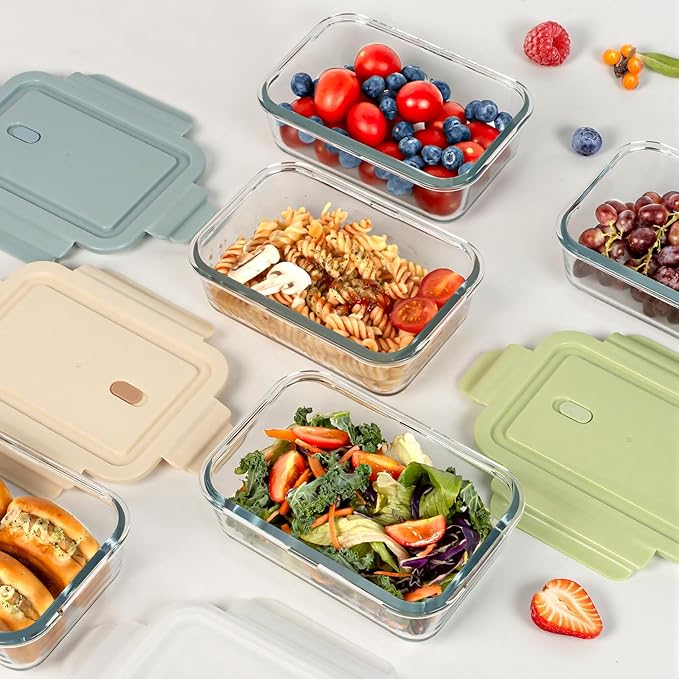 5 Pack 20oz Glass Meal Prep Containers with Air Vent Lids, Borosilicate Glass Food Storage Container with Snap Airtight Lids for Lunch, Food Prep, Microwave, Oven, Freezer & Dishwasher Safe, BPA-Free