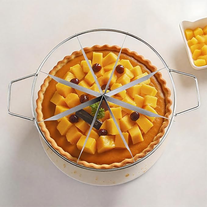 8 Slices Pie Cutter Cookie Cutters Pizza Cutters Cake Slicer for Even Slices Stainless Steel Side handle Kitchen Tools