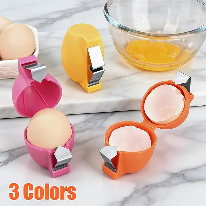 3Pcs Egg Shell Opener, 2026 New Multifunctional Egg Shell Separator Egg Cracker Tool for Raw Eggs, Hard Boiled Egg Peeler, Stainless Steel Eggshell Breaker Egg Shell Cutter Kitchen Gadgets