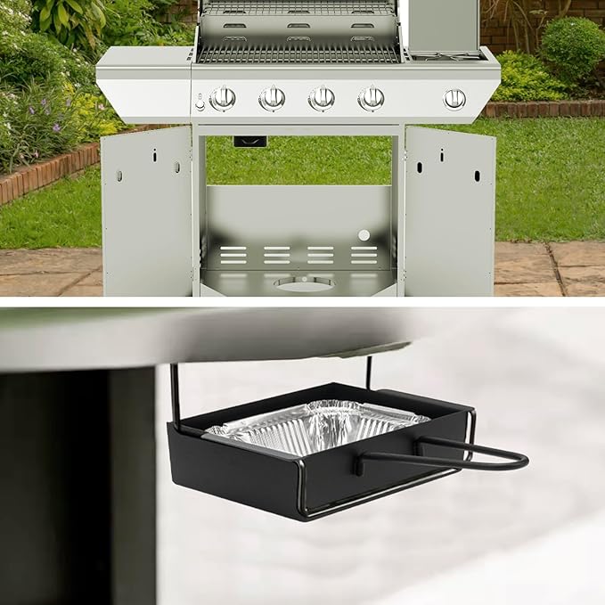 Grill Drip Pan for Nexgrill 720-0830H with 15Pack Aluminum Foil Liner,Grease Catcher Cup Box for Home Depot Nexgrill 720-0830D,720-0888N,720-0925P,720-0896,720-08882A,Grease Pan for Cuisinart CGG-7400
