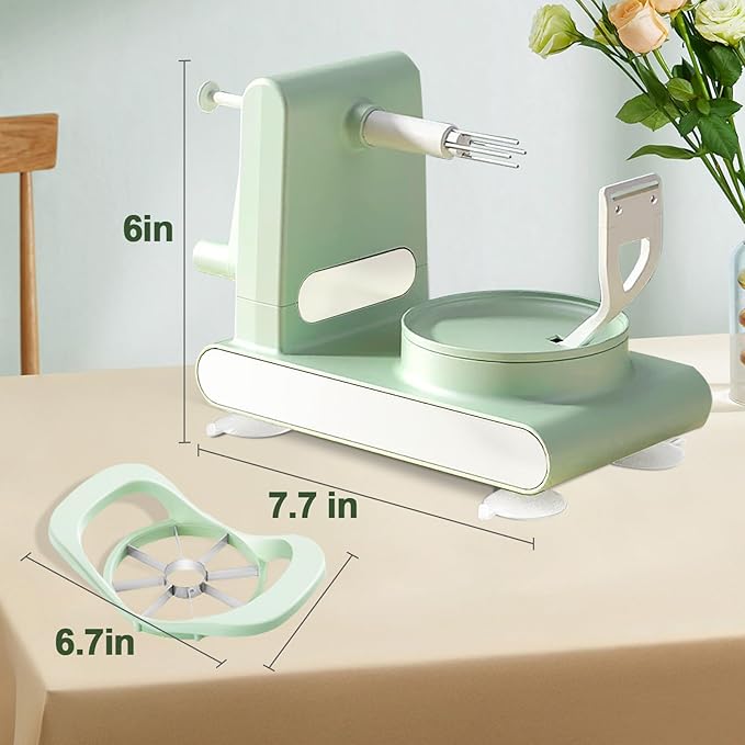 Apple Peeler, Slicer, and Corer Set – 8 Wedges Apple Slicer Corer，Stainless Steel Blades，Effortless Peeling for All Apples & pears (Light green)