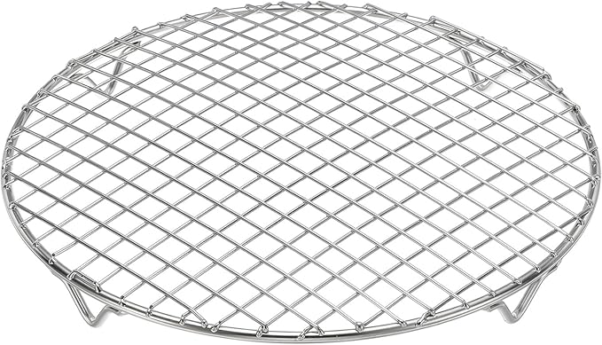 uxcell Round Cooking Rack 8.9 Inch Dia Stainless Steel Wire Cooling Steamer Rack for Baking Canning Cooking Roasting Cooling Grilling Drying, Silver