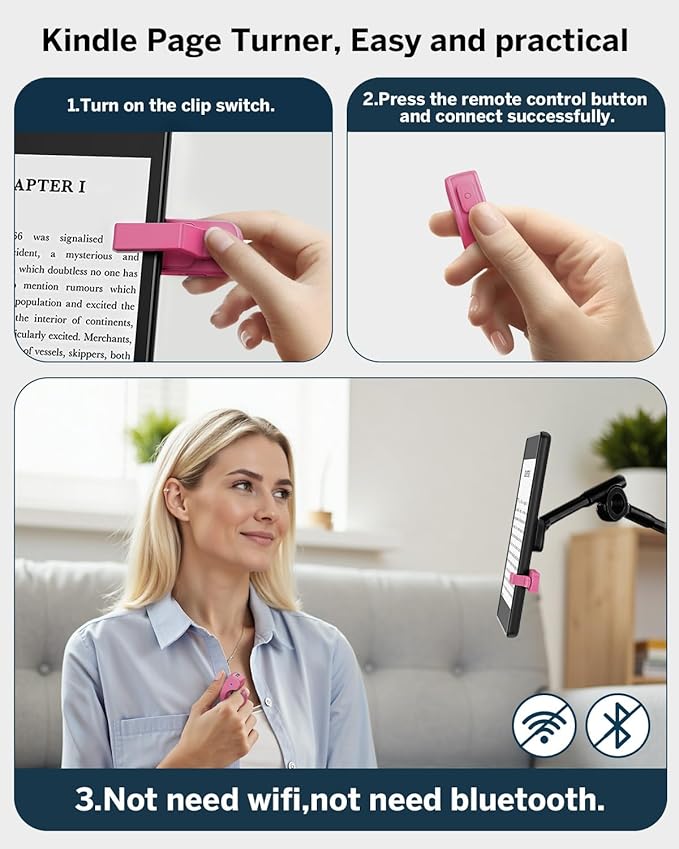 Page Turner Ring for Kindle, Remote Control Paperwhite Oasis Scribe Kobo eReaders, Page Turner Clicker for Kindle iPhone ipad Tablets with Camera Video Record & Shutter Selfie Raspberry