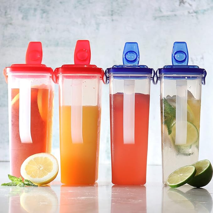 Blue BPA Free Plastic Pitcher Set of 2 - 50 Oz. Jug with Lid for Fridge, Iced Tea, Lemonade, Water