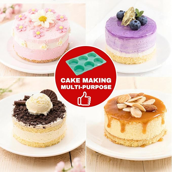 3Pack Larger Silicone Muffin Pans for Baking, 18-Cavity Round Molds, Easy to Pop, Nonstick, Top Pan for Egg Bite, Sandwiches, Mini Cake, Chocolate Dessert, Hamburger Making