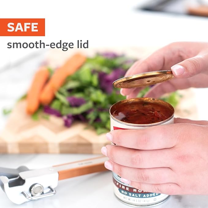 Full Circle Smooth Operator - Smooth-Edge Stainless Steel Can Opener, Safe & Easy No More Sharp Rims, Compact Portable Design with Integrated Bottle Opener