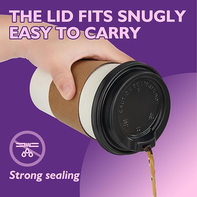 16 oz 100 Pack Disposable Coffee Cups with Lids and Sleeves, To Go Coffee Cups with Lids, Hot/Cold Beverage Drinking Cup for Coffee, Tea
