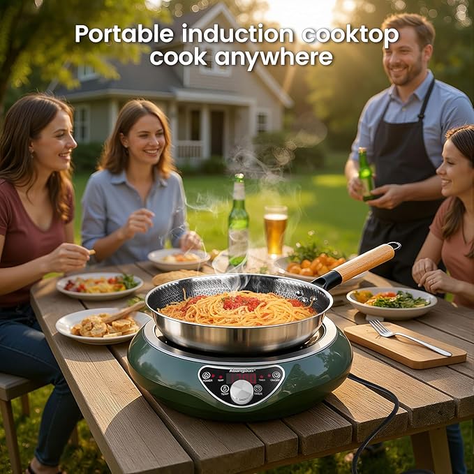Concave Induction Wok Cooktop 1700W 120V – Continuous Non-Pulsed Heating Stir Fry Burner for Asian Cooking, Stainless Steel Wok Induction Burner for Round Bottom Woks