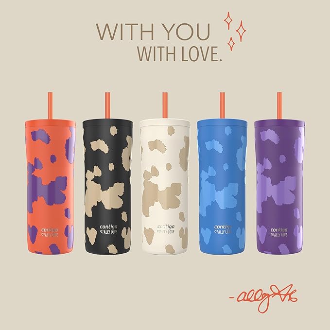 Contigo Streeterville 2.0 Stainless Steel Vacuum-Insulated Tumbler w/Straw, Autoclose Technology, Easy Clean Lid & Straw, Leak-proof Drinking, Keeps Drinks Cold for 20 hours, 24oz., Tangerine