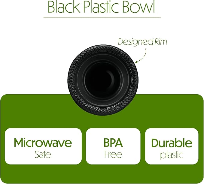 PLASTICPRO 800 PCS Black Plastic Bowls Light Weight 5 oz Small Plastic Soup Bowls Black Salad Dessert Plates Disposable for Party and Wedding