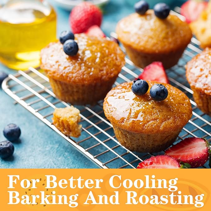 meekoo 8 Pieces Cooling Rack for Baking Cookie Cooling Wire Racks 16 x 10 Inches Cookie Rack Nonstick Baking and Cooling Grid for Cooking, Roasting, Grilling, Drying, Oven and Dishwasher Safe