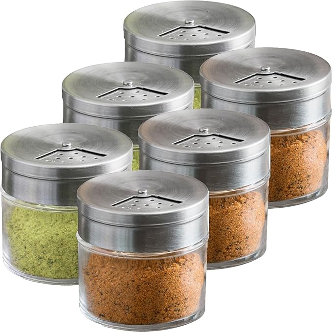 6-Pack 3oz Glass Spice Seasonings Shaker With Adjustable Lid
