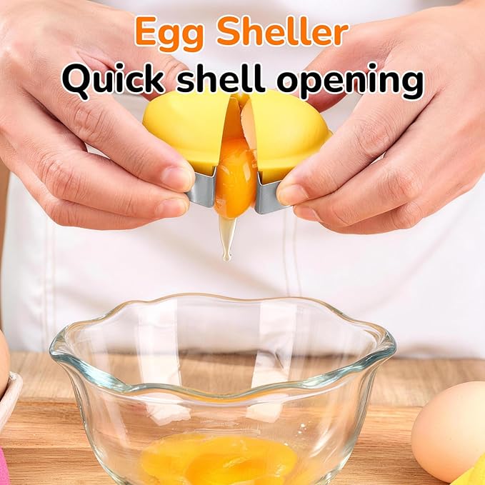 3Pcs Egg Shell Opener,Egg Separator Egg Cracker Egg Peeler for Raw Eggs, Hard Boiled Egg Peeler for Cutting Eggs,Quickly Cutting Off Eggs Breaker Gadgets for Cooking Bakery Kitchen Use (3PCS)