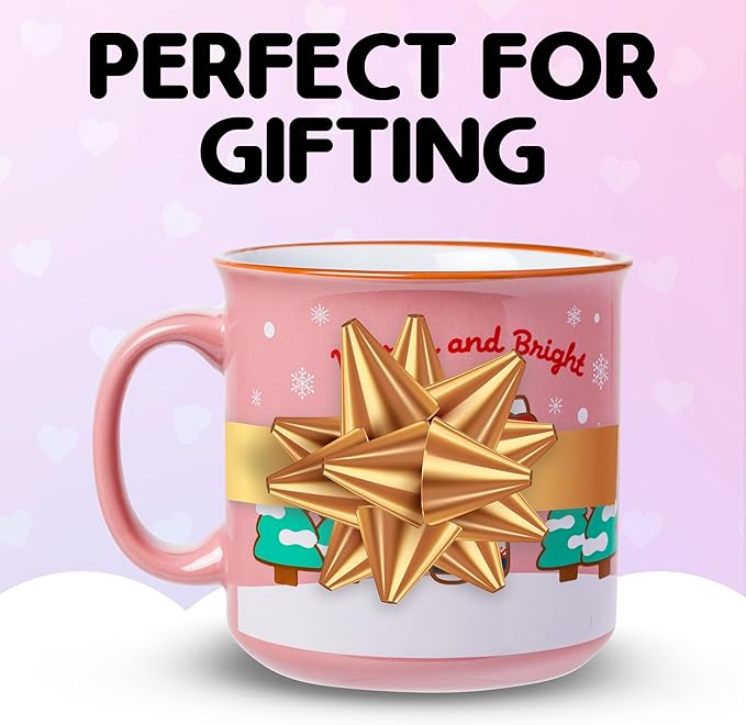 Silver Buffalo Sanrio Hello Kitty Holiday Christmas Merry and Bright Ceramic Camper Mug, 20 Ounces