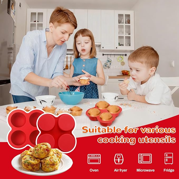 Silicone Egg Bite Molds 2 Pack Air Fryer Muffin Baking Pans Nonstick Silicone Muffin Trays for Baking Mini Muffins Eggs Bites Tart Mini Cupcake Brownie Quiche
