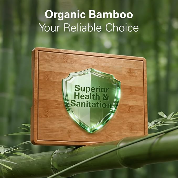Zarler Bamboo Cutting Boards for Kitchen, 15.5x10.5 Durable Wood Cutting Board with Juice Grooves and Handles, Wooden Chopping Board for Meal Prep, 500℉ Carbonized Bamboo, XL Size, Ideal Kitchen Gift