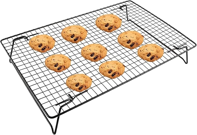 Cooling Rack for Baking, 17 x 11 Inch Large Wire Rack with Foldable Legs, Heavy Duty Metal Cooling Rack for Cookies, Cake, Bread, Roasting, Drying – Oven Safe & Dishwasher Safe