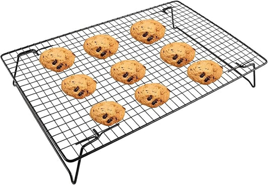 Cooling Rack for Baking, 17 x 11 Inch Large Wire Rack with Foldable Legs, Heavy Duty Metal Cooling Rack for Cookies, Cake, Bread, Roasting, Drying – Oven Safe & Dishwasher Safe