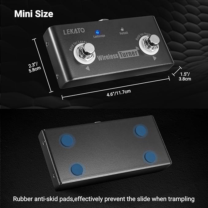 LEKATO Wireless Page Turner Pedal Bluetooth Foot Pedal for Tablets Phone (Android & IOS system above version 13.4 support) - External Pedal for LEKATO Loop Pedal Tuner Switching Control