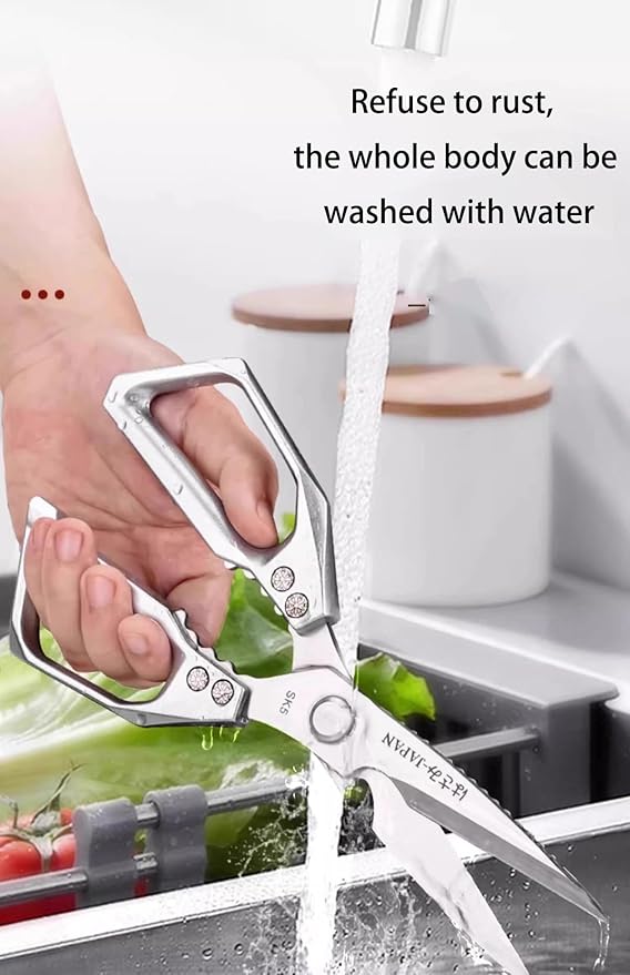 Multi-Purpose Rust Proof Kitchen Shears,Meat Scissors,Dishwasher Safe,Can be Used to Cut Vegetables, Chicken, Steak,Scrape Fish Scales, and Open Bottle Caps, etc(Red)