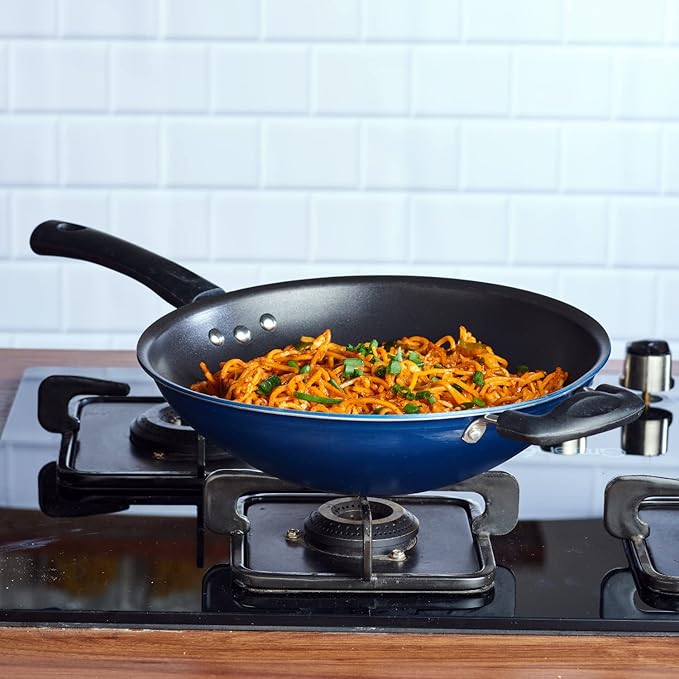 Vinod Zest Non-Stick 3mm Thick PFOA-Free Wok, 11", Black