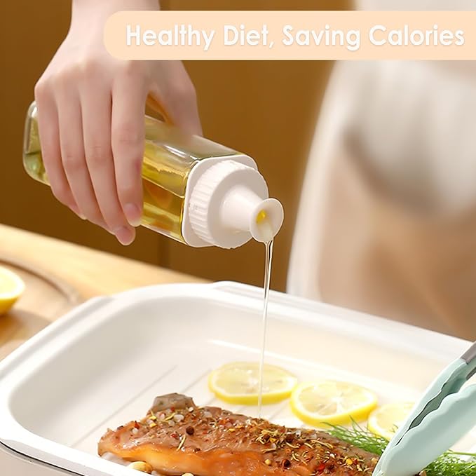 9oz Glass Oil Dispenser for Kitchen – No-Drip Olive Oil & Vinegar Bottles for Cooking & Salad Dressing