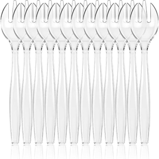 CXPSINC 12 Count Clear Plastic Serving Forks, 10" Disposable Heavy Duty Plastic Serving Utensils for Catering Weddings Parties Buffets Events and Stock Your Home (Clear, 12PCS Forks)