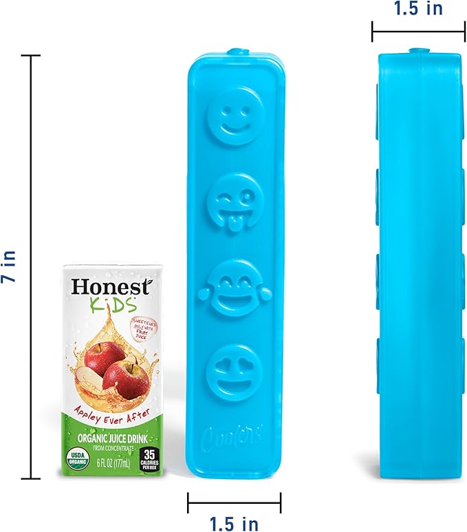 Cool Coolers by Fit & Fresh Kids Icicle Lunch Box Ice Pack Sticks, Icicle Ice Sticks for Lunch Bags and Coolers, Lunch Ice Pack Sticks, Reusable, Space-Saving, Multicolored, Smile Icicles, 4PK
