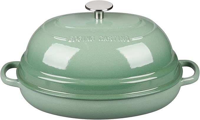 Enameled Oval Cast Iron Dutch Oven Pot with Lid, Bread Dutch Oven for Sourdough Bread Baking, Dutch Oven Bread, Bread Oven, 6QT, Sage Green