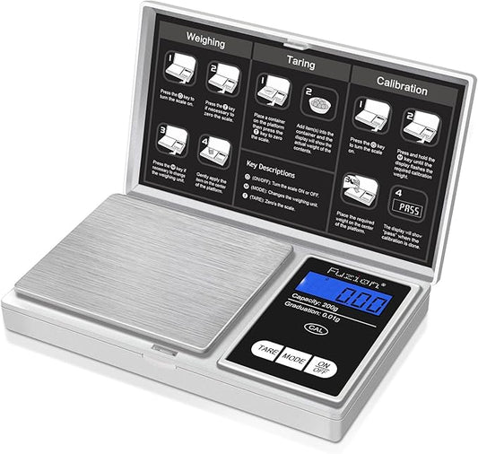 Fuzion Digital Pocket Gram Scale, 200g/0.01g Mini Jewelry Scale, Small Scale, Digital Scale Gram and Ounce, Portable Travel Food Scale .01 Gram Accuracy