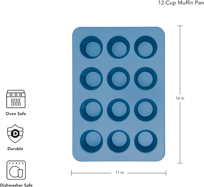 KitchenAid 12-Cup Nonstick Aluminized Steel Muffin Pan, Blue Velvet