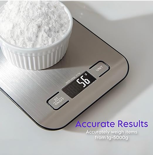 Digital Kitchen Scale, Food Scale in Grams & Ounces, 1g Precision for Cooking, Baking & Meal Prep, Stainless Steel with LCD Display, Tare Function, Compact for Diet & Coffee Use