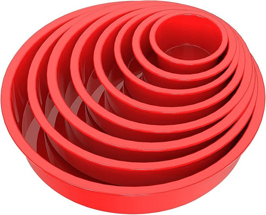 8-Piece Silicone Cake Pans Sets for Baking - Nonstick Silicone Round Cake Molds for Layer Cakes, Rainbow Cakes and Tiered Cakes - 3/4/5/6/7/8/9/10 inch