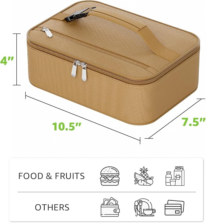 Small Lunch Box Insulated Lunch Bag for Women Men, Bento Kids Lunch Box, Compact Portable Thermal Meal Cooler Bags with Buckle Handle for Work & School, Khaki 5L