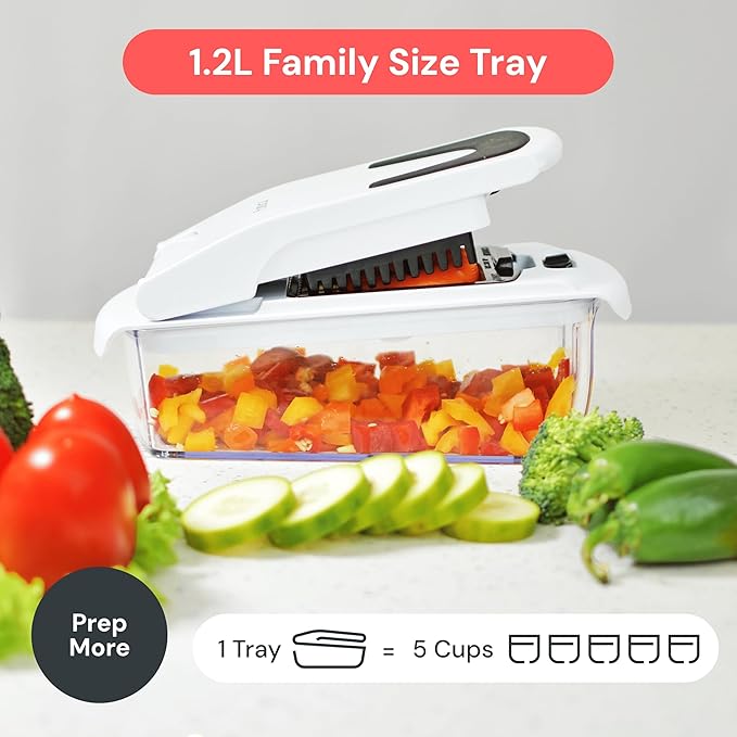 Fullstar Vegetable Chopper & Mandoline Slicer for Kitchen - Food Chopper with Container, Cheese Grater, Home Essentials & Kitchen Gadgets (8 in 1, White)