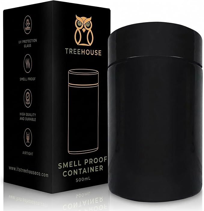 Treehouse Smell Proof Container (500mL) for Herbs, Spices, Coffee, Teas & More - Plus x2 Resealable Smell Proof Bags