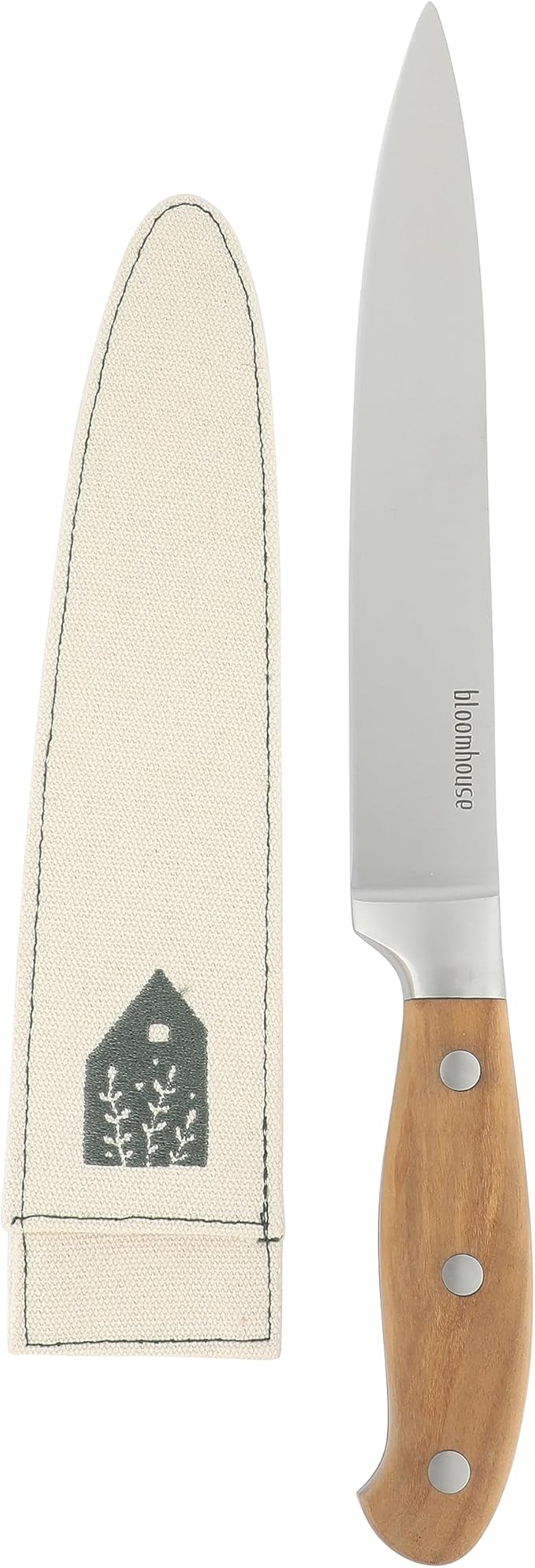 Bloomhouse 8-Inch Slicing Knife – German Stainless Steel Carving Blade with Forged Italian Olive Wood Handle, Full Tang Knife for Meat, Roasts & BBQ