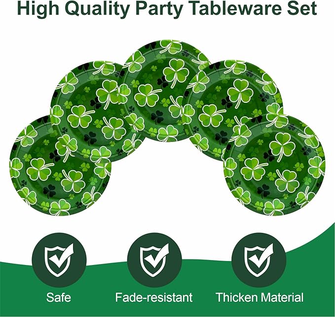 St Patrick's Day 40Pcs Disposable Paper Plates,Including 20pcs 9" and 20pcs 7" Plates,Strong and Sturdy Disposable Plates for St Patrick's Day Party, Dinner, Holiday, Picnic,Dinner Table, Wedding