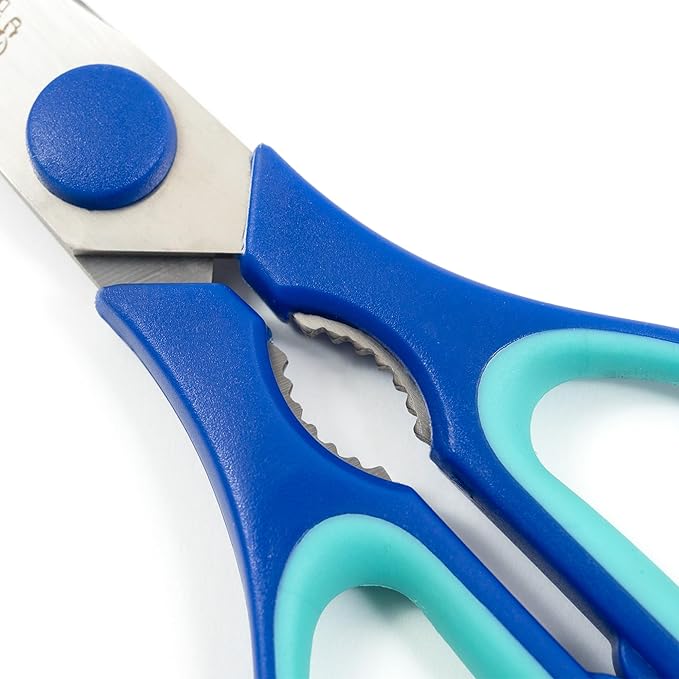 French Culinary Institute Premium Kitchen Scissors with Blade Cover, Blue