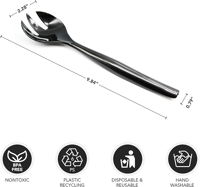 Party Essentials Disposable Heavy Duty Plastic Serving Utensils for Buffets Events Parties, 9-Count 10" Forks, Black