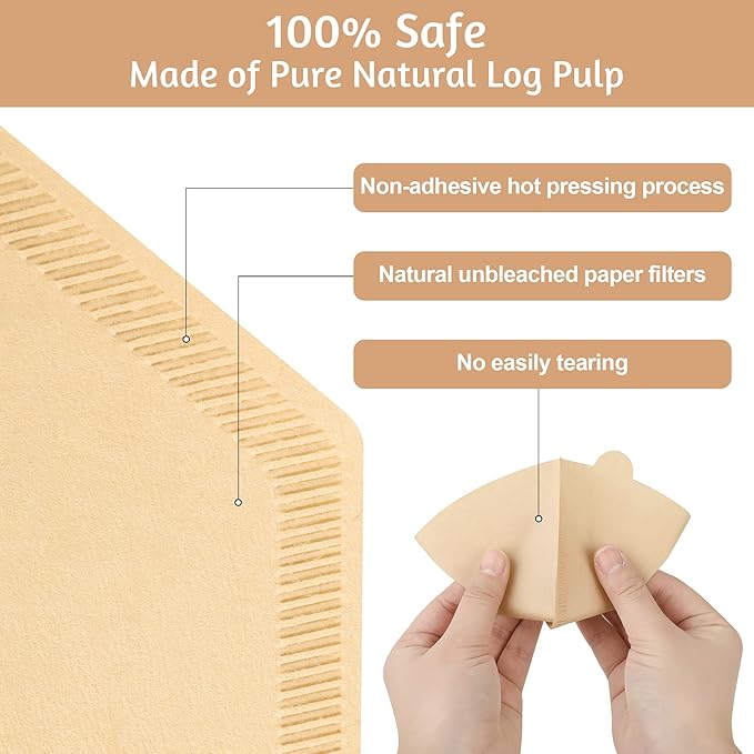 Coffee Filters 2, 100 Count Disposable #2 Cone Coffee Filter Unbleached Natural Coffee Filters 2 Cone Paper for Pour Over Coffer Makers/Coffee Dripper Cones(2-6 Cups）
